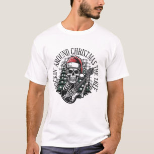 T-shirt Crâne de Noël Jouer de nouveau de la guitare
