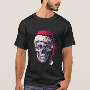 T-shirt Crâne de Noël   Squelette À Santa Hat   Horreur E