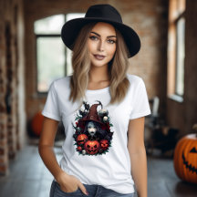 T-shirt crane de sorcière et citrouille horreur