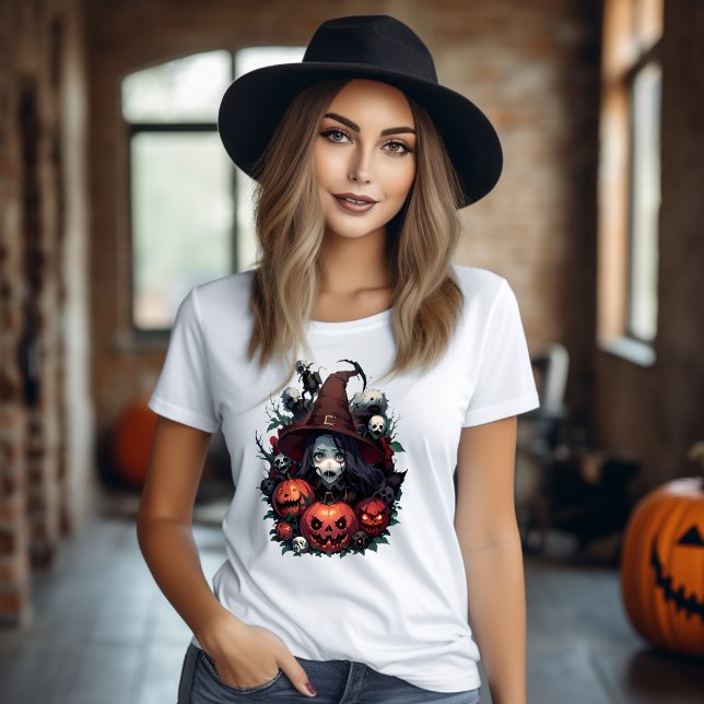 T-shirt crane de sorcière et citrouille horreur (Créateur téléchargé)