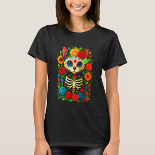 T-shirt Crâne de sucre Chat Dia de Muertos Halloween Jour