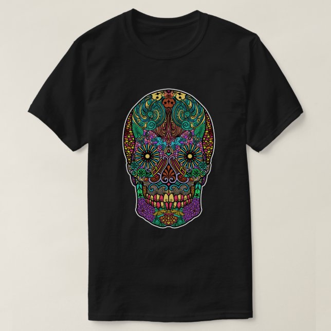 T-shirt Crâne de sucre coloré (Design devant)