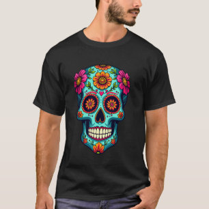 T-shirt Crâne de sucre coloré Art du Jour des Morts