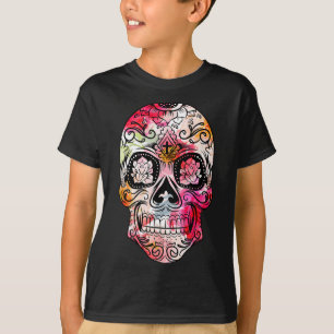T-shirt Crâne de sucre de la fleur de croix Jour du costum