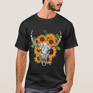 T-shirt Crâne de taureau de vache Tournesol en détresse
