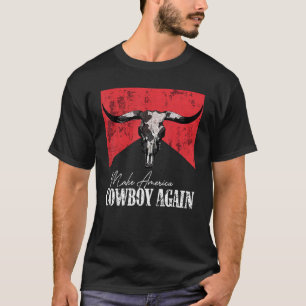 T-shirt Crâne de taureau vintage rend l'Amérique cowboy à