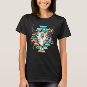T-shirt Crâne de vache Aztec Serape occidental Crâne de ta