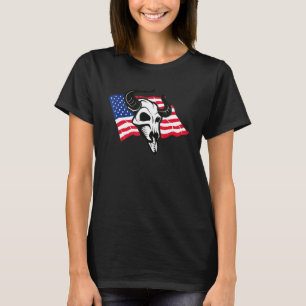 T-shirt Crâne de vache de style occidental patriotique Dra