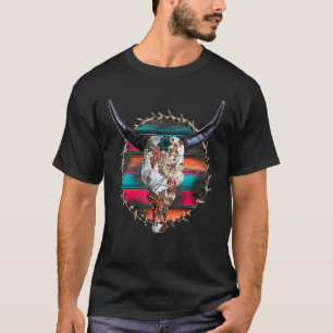 T-shirt Crâne de vache léopard Crâne de taureau Country oc