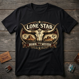 T-shirt Crâne de vache Longhorn de Lone Star Texas occiden