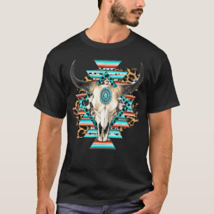 T-shirt Crâne de vache serape occidental Aztec Crâne de ta
