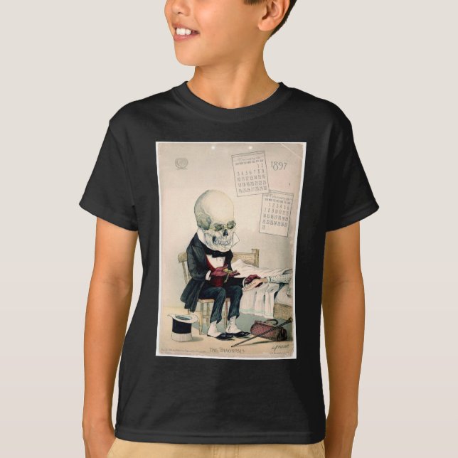 T-shirt crâne des années 1900, annonce pharmaceutique (Devant)