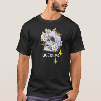 T-shirt Crâne design de chemise avec fleurs