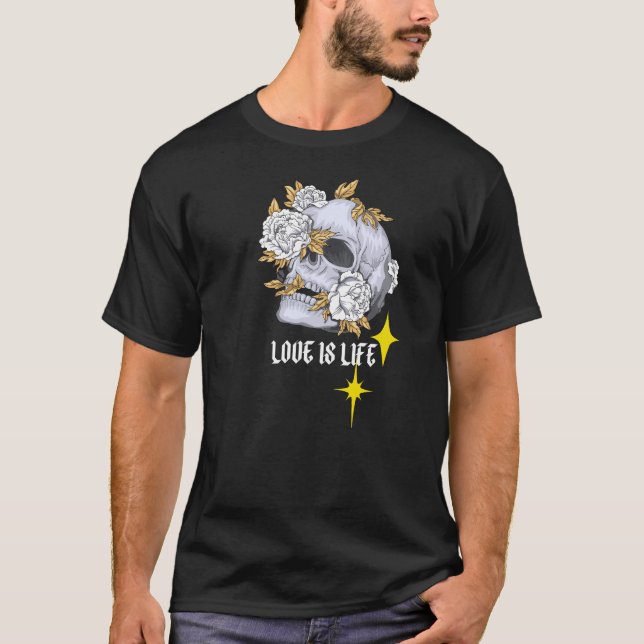 T-shirt Crâne design de chemise avec fleurs (Devant)