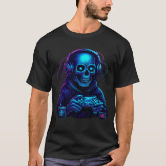 T-shirt Crâne d'Halloween squelette de jeu vidéo Citrouill