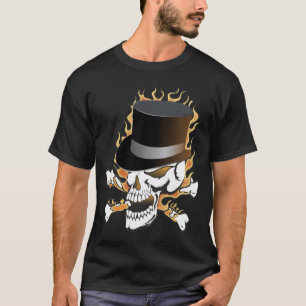 T-shirt Crâne du chapeau en flammes