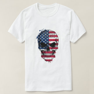 T-shirt Crâne du drapeau américain en détresse