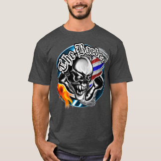 T-shirt Crâne en barbier avec flamme 1