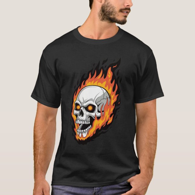 T-shirt crâne en feu (Devant)