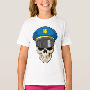 T-shirt Crâne en tant qu'officier de police avec casquette
