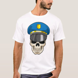 T-shirt Crâne en tant qu'officier de police avec casquette