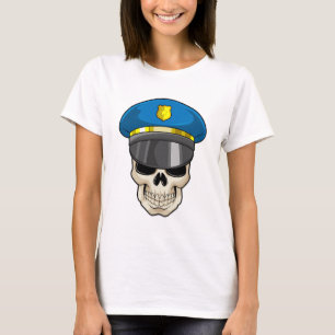 T-shirt Crâne en tant qu'officier de police avec casquette