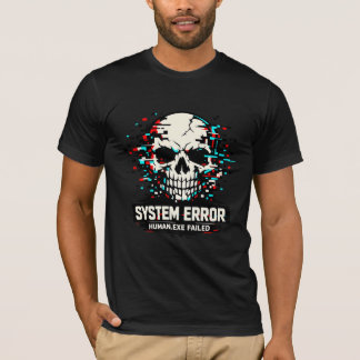 T-Shirt Crâne Erreur Système Glitch | Cyberpunk