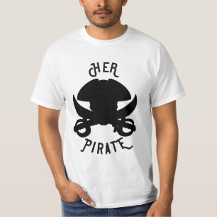 T-shirt Crâne et épée de la croix noire de pirate HER blan