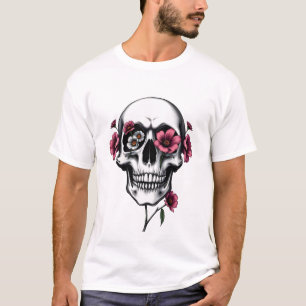 T-shirt Crâne et Fleurs : Épanouissement Éternel