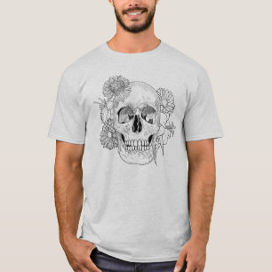 T-shirt Crâne et fleurs inspirés