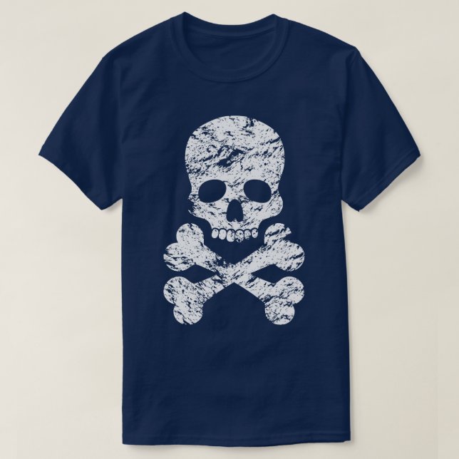 T-shirt Crâne et os croisés blancs (Design devant)