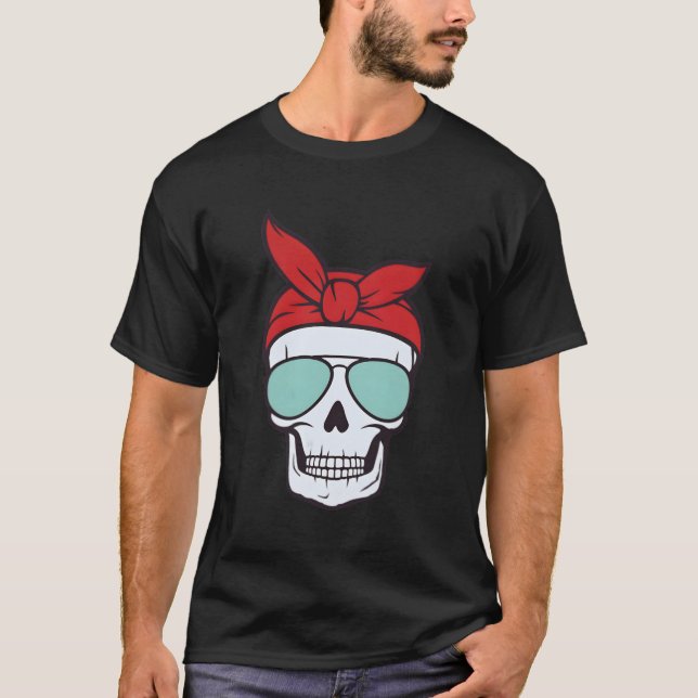T-shirt Crâne et os croisés Pirate lunettes de soleil (Devant)