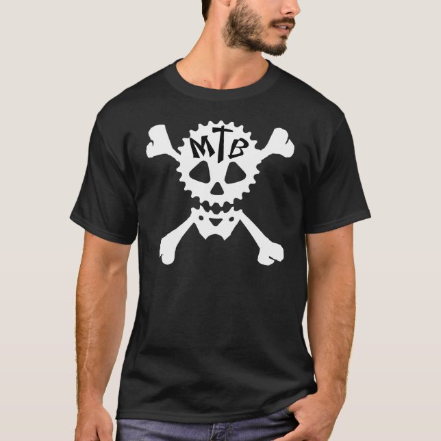 T-SHIRT "CRÂNE ET OS DE PIGNON DE MTB " (Devant)