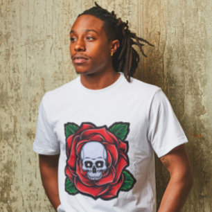 T-shirt Crâne et rose rouge vibrante