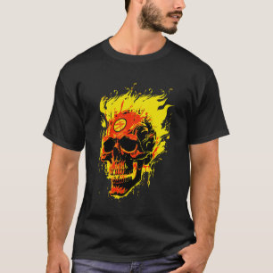 T-shirt Crâne Évil Cool En Feu Crâne Hurleur En Rouge Chau
