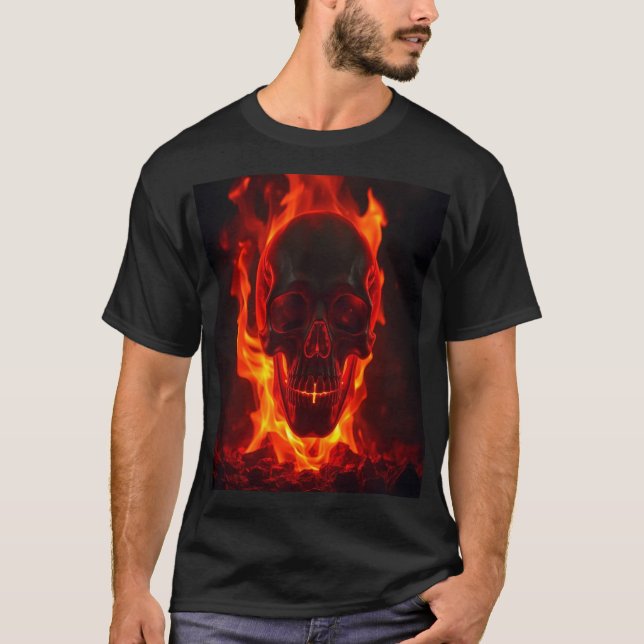 T-shirt Crâne Flamboyant de Feu (Devant)