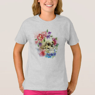 T-shirt Crâne floral Dia de los Muertos   Chemise Ringer