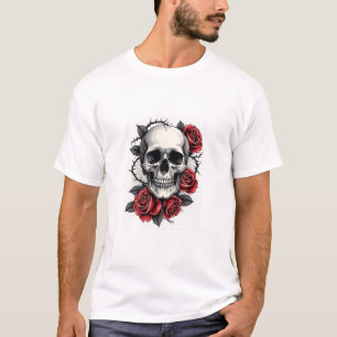 T-shirt Crâne floral gothique