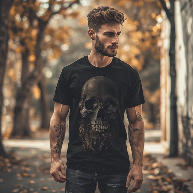T-shirt Crâne foncé avec barbe | Symbole de mortalité (Créateur téléchargé)