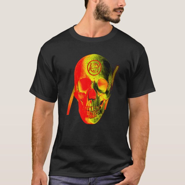 T-shirt Crâne graphique jaune rouge (Devant)