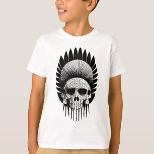 T-shirt Crâne indien noir et blanc