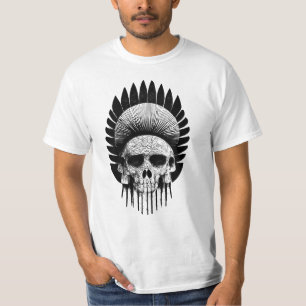 T-shirt Crâne indien noir et blanc