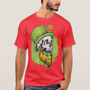 T-shirt Crâne irlandais shamrock Leprechaun St Patrick