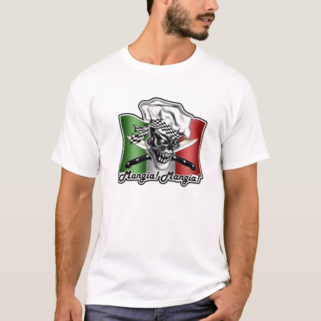 T-shirt Crâne italien de chef : Mangia ! Mangia ! (Devant)