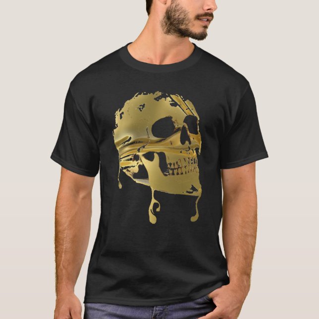 T-shirt Crâne liquide d'égoutture d'or (Devant)