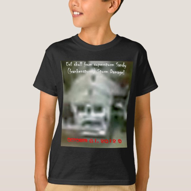 T-shirt Crâne mauvais appeaed dans des dommages de Sandy (Devant)