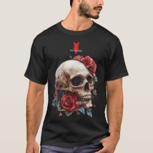 T-shirt Crâne métallique Roses rouges   Ben Elkanar