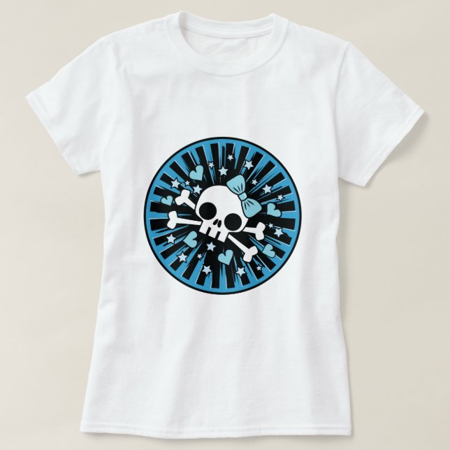 T-shirt Crâne mignon et os croisés - Bleu (Design devant)