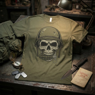 T-shirt Crâne Militaire avec Grenade