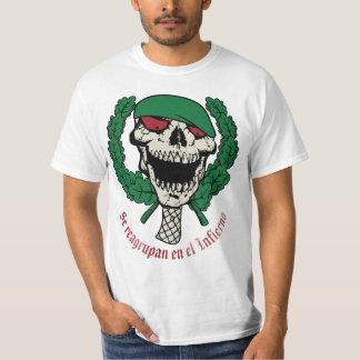 T-shirt Crâne militaire espagnol avec béret et couronne de
